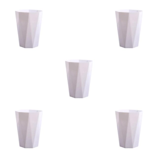 ZheElen PP Office And Home Waste Bin - 6L Capacity Easy Access Kitchen Large Capacity Kitchen Bedroom White S 5Set