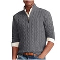 thumbnail image 1 of cfhntfmh Men's Quarter Zip Sweaters Slim Casual Collared Long Sleeve Textured Pullover Tops Fall Winter Cable Knitted Sweaters, 1 of 6