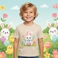 thumbnail image 2 of MIASHUI T-Shirts Graphiques de Pâques pour Garçons Manches Courtes Décontractées Douces Hauts Colorés pour Enfants Beige, 3-4 Ans, 2 of 4