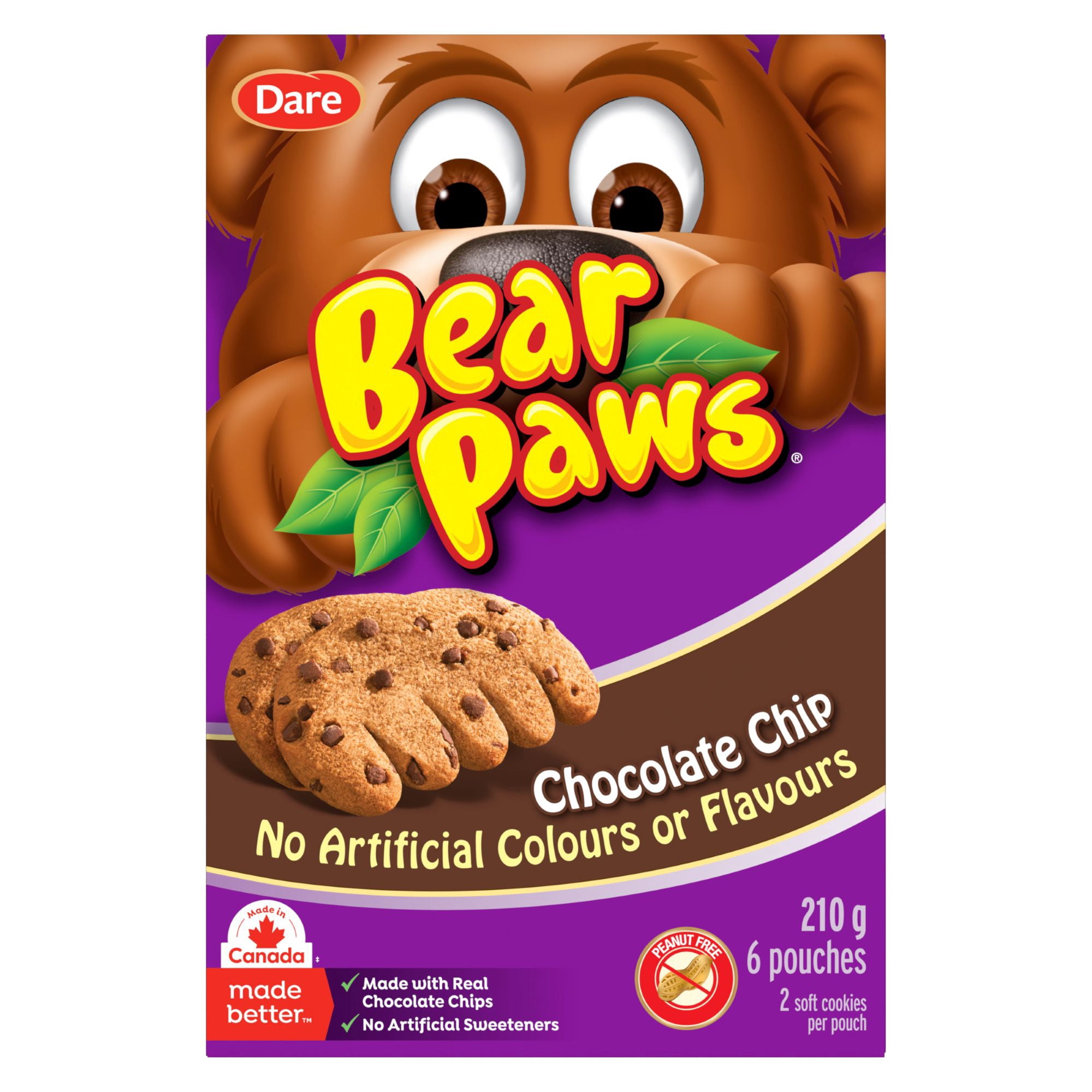 Biscuits moelleux Pattes d’ours Pépites de chocolat, 210g (6 sachets)