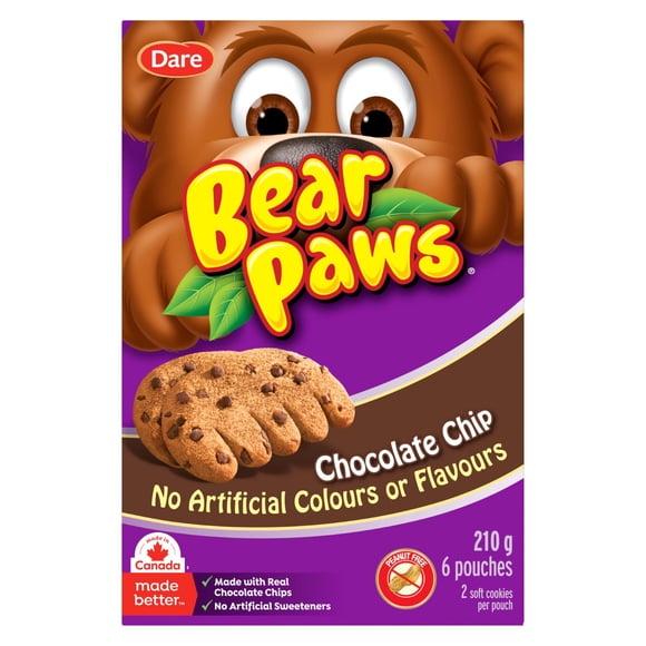 Biscuits moelleux Pattes d’ours Pépites de chocolat, 210g (6 sachets)