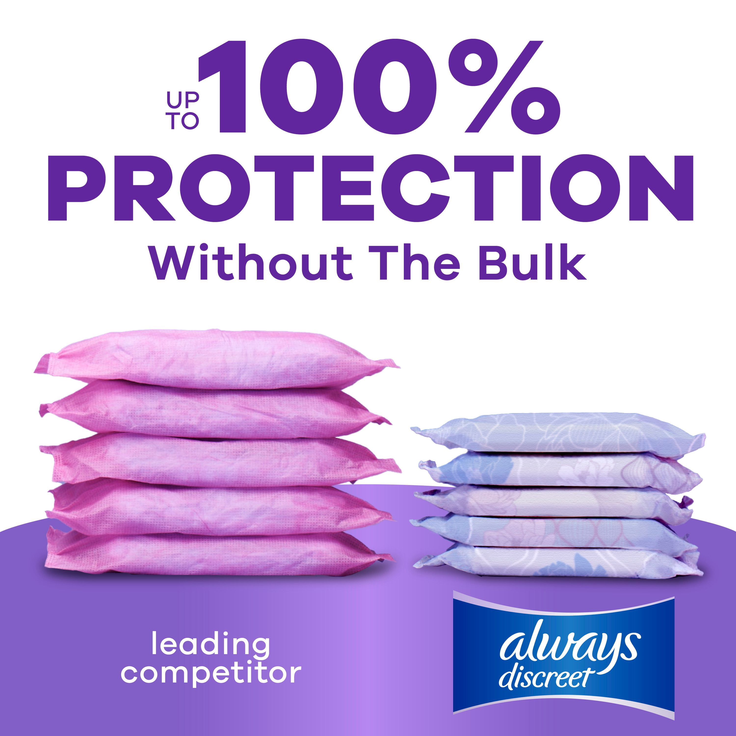 Always Discreet Adult Incontinence Pads for Women, Moderate Absorbency, Regular Length, Postpartum Pads