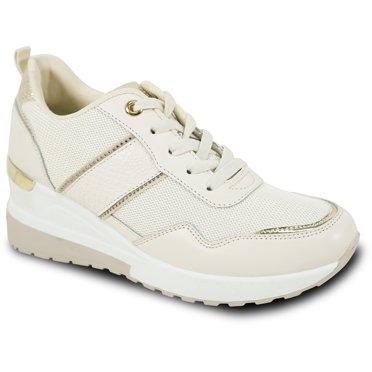 kozi Femmes Confort à Semelle Compensée Plateforme Espadrilles Mode Oxford à Lacets Chaussure MG3271 avec Semelle Intérieure Amovible Noir Champagne Blanc