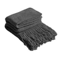 thumbnail image 2 of Meitianfacai Fringe Trim Throw Blanket with Simple Design, Lightweight Air Conditioning Blanket for Sofa, Bed and Nap Use in Soft Breathable Fabric (Gray), 2 of 6