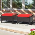 thumbnail image 1 of Gymax 2PCS Patio Ottomans Wooden Handles Rattan Knitting Foot Pedal Red, 1 of 9
