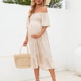 thumbnail image 2 of MEZZALL Robe Femme Florale à Encolure Carrée Robes Midi Robe de Maternité Enceinte Décontractée Robe Trapèze Longue Fluide à Smocks Robe Classique Tenue Quotidienne TTG, 2 of 6