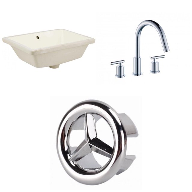 American Imaginations 18.25-in. W Rectangle Bathroom Undermount Sink Set In Biscuit - Chrome Hardware AI-26736