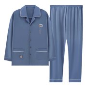 FhsagQ Pajamas Mens Pajamas Sleepwear Black Men's 2025 Autumn/Winter Loose Home Clothes Long Sleeve Pajama Set Men's Pajamas Sleepwear Pack-Wicking Stretch Men Pajamas Cotton Grey XXXL