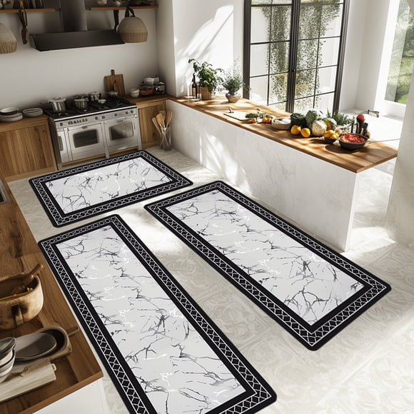 Todaioua Boho Kitchen Rug Sets 3 Piece with Runner Non Slip Kitchen Rugs and Mats Washable Kitchen Mats for Floor Thick Kitchen Floor Mat Carpet Runner Rugs for Hallway Laundry Holiday Decor