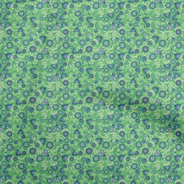 oneOone Velvet Pear Green Fabric Asian Suzani Sewing Material Print Fabric By The Yard 58 Inch Wide