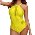 thumbnail image 1 of Cameland Women's Conservative Bathing Suit Fashion Mesh Patchwork Halter One Piece Swimsuit Summer Beachwear, 1 of 8