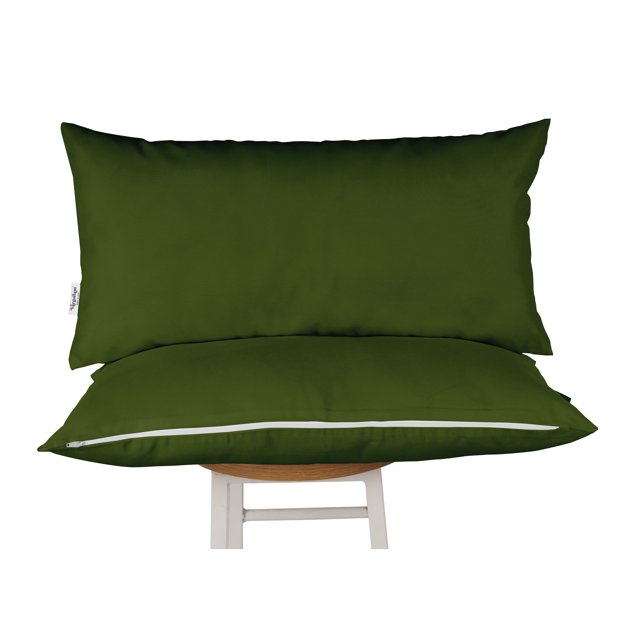 Vargottam Indoor/Outdoor Polyester Fabric Lumbar Pillow With Insert, All-Weather Waterproof Decorative Throw Pillow for Patio Furniture-Set of 2 - Dark Green