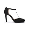 thumbnail image 3 of BLISSFUL STEP Chaussures pour Femmes Bout Rond Talon Aiguille Sandales à Bride en T Noir 5,5, 3 of 8