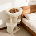 thumbnail image 2 of Costway 26" Small Cat Tree with Large Padded Plush Perch, 2 Condos, Sisal Scratching Posts Beige, 2 of 10