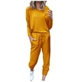 thumbnail image 2 of Simua Ensemble 2 Pcs pour Femmes Col Rond Manches Longues Pantalon Grand Taille Haute Élastique Pantalon Long Fluide avec Poche, 2 of 6