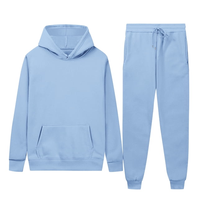 Weiqiqre Sweats for Men Sets Solid Color Loose Fit Basic Pullover Hoodies Sweatshirt Sport Jogging Suits
