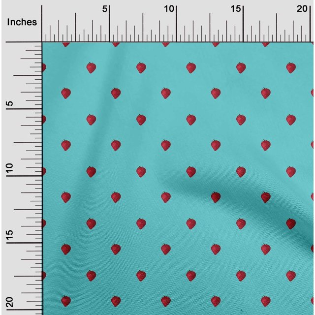 oneOone Tissu Viscose Georgette Imprimé Fraise au Mètre 42 Pouces de Large