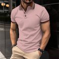 thumbnail image 1 of Haut pour Hommes à Col Rabattu à Boutons, Manches Courtes, Rayé, Haut de Sport, Chemise, 1 of 6