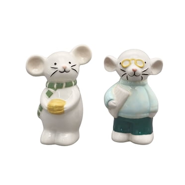 Holiday Time Maison De Noel Earthenware 3D Mice Salt and Pepper Shaker Set