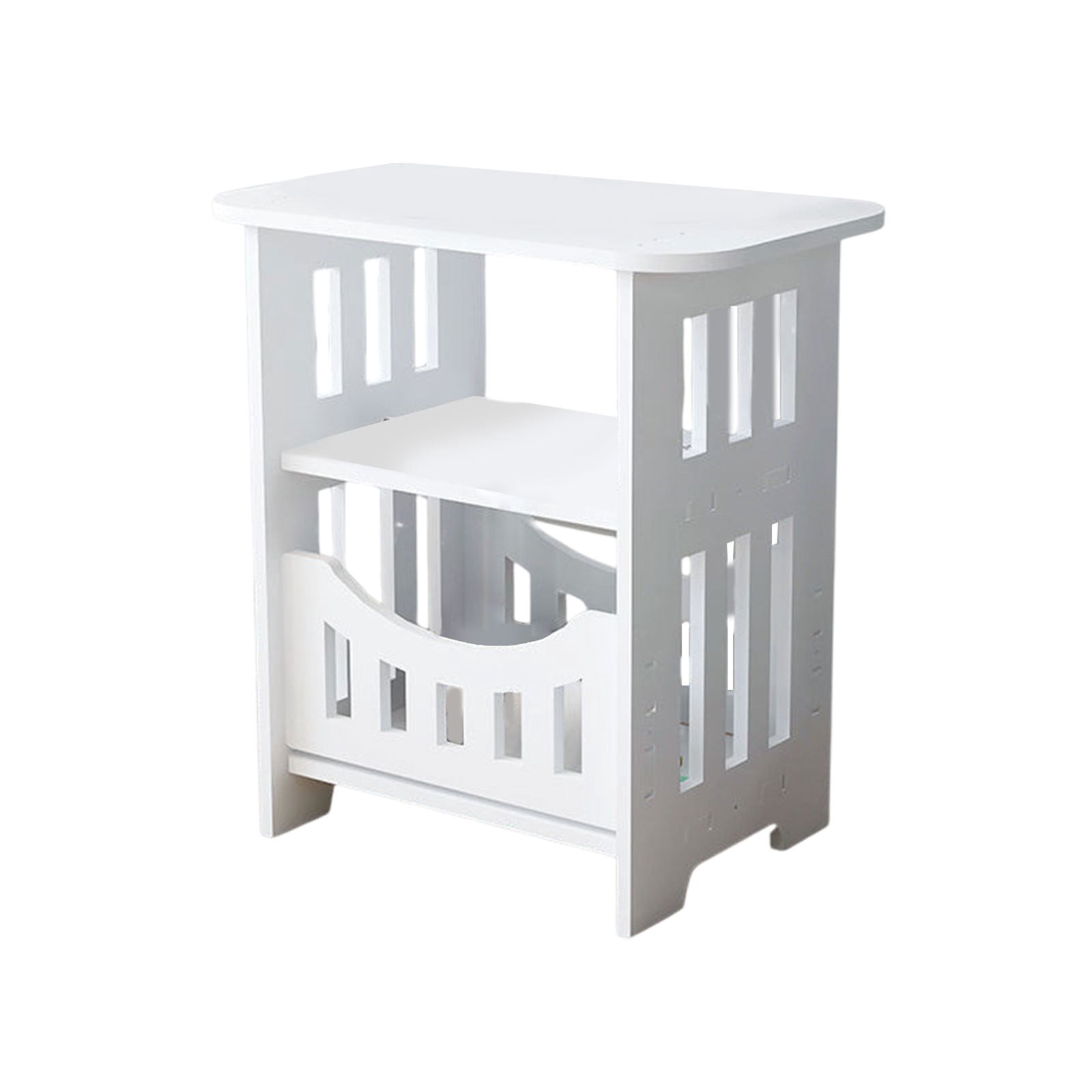SLYNSHome 2-Tier Small Narrow Side Table,Skinny Nightstand for Small Space Slim Bedside Table with Storage for Couch Thin End Table