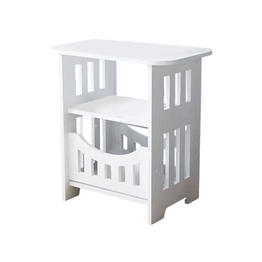 SLYNSHome Table d'Appoint Étroite à 2 Niveaux, Table de Chevet Mince pour Petit Espace, Table de Chevet Mince avec Rangement pour Canapé, Table d'Extrémité Fine