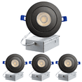 thumbnail image 1 of LED 4-Inch Black Gimbal Recessed Slim LED Pot Lights with Junction Box - Dimmable 7W 560LM, 6000K Daylight White, 4-PACK, 1 of 1