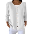 thumbnail image 3 of Feancey Plus Size Cardigans for Women Lightweight Long Sleeve Button Sweaters Thin Casual Open Front Cardigan Sweater Ribbed Knit Jackets White L, 3 of 6