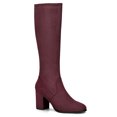 thumbnail image 1 of Unique Bargains Bottes Hauteur Genou à Talon Bloc à Bout Rond pour Femmes, 1 of 7