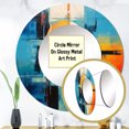 thumbnail image 3 of Designart "Blue Orange Mid-Century modern Reflections I" Collages Abstraits Miroir Rond pour Décoration Murale - Grand Miroir Rond Imprimé - Miroir Rond Mid-Century 29 Pouces x 29 Pouces Pouces, 3 of 5
