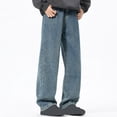 thumbnail image 5 of RKSTN Mens Pants Plush Thick Jeans With Elastic Drawstring Loose Oversized Straight Leg Pants Long Pants Soft Comfortable Workout Pants, 5 of 5