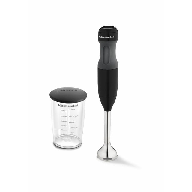 KitchenAid 2-Speed Corded Hand Blender, Onyx Black with Blending Jar and Lid, KHB1231OB