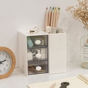 TOUMENY Multi-Functional Desk Organizer with Drawer, Premium Desktop Stationery Storage for School Home Office Supplies, Efficient Pencil Pen Marker Holder for Students Teachers Professionals