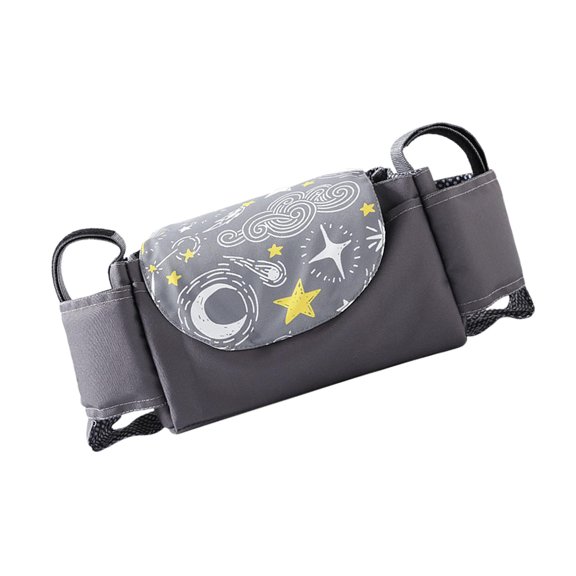Multipurpose Pram Bag Baby Stroller Organizer with 2 Cup Holders Diaper Storage Baby Essentials Storage Diapers Toys Snacks Handbag for Pram , dark grey