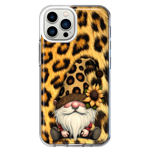 MUNDAZE Apple iPhone 12 Pro Shockproof Clear Hybrid Protective Phone Case Gnome Sunflower Leopard Cover