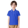 thumbnail image 1 of T-shirts Garçons Manches Courtes Décontracté Polo Uni Bleu 5-6 Ans, 1 of 6