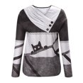 thumbnail image 4 of Pompotops Blouse Décontractée pour Femmes Col Croisé Boutons Imprimés Manches Longues T-shirt, 4 of 8