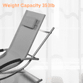 thumbnail image 5 of 3-Piece Outdoor Patio Rocking Chair Set, 2 Reclining Lounge Chairs + 1 Side Table, with Pillows, Black/White/Grey, Iron Frame, 5 of 5