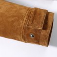thumbnail image 3 of FLAVOR Men's Classic Leather Jacket Suede Winter Coat with Removable Collar (X-Large, Brown), 3 of 6