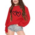 thumbnail image 1 of PMVFHDE Chandails à Capuchon pour Filles, Imprimé Graphique de Lettres, Chandail Rétro Confortable avec Poche, Manches Longues, Chandail Décontracté à Enfiler, Rouge, 7-8 Ans, 1 of 6