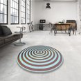 thumbnail image 4 of Ahgly Company Tapis d'Intérieur Ronds Lavables à la Machine, Style Transitionnel, Bleu Lagon Bleu, Tapis de Zone, 8 Pieds Rond, 4 of 7