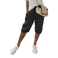 thumbnail image 1 of Fashnice Bermudas Taille Haute pour Femmes avec Cordon de Serrage et Poches, Noir, P, 1 of 2
