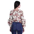 thumbnail image 2 of Moomaya Printed Womens Crop Top Wrap Style Top Wear Ruffle Long Sleeve Casual Summer Blouse, 2 of 5