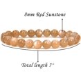 thumbnail image 2 of Angelstones Bracelet Extensible Unisexe en Perles Rondes 8 mm avec Pierre de Soleil Rouge Naturelle 7 Pouces, 2 of 5