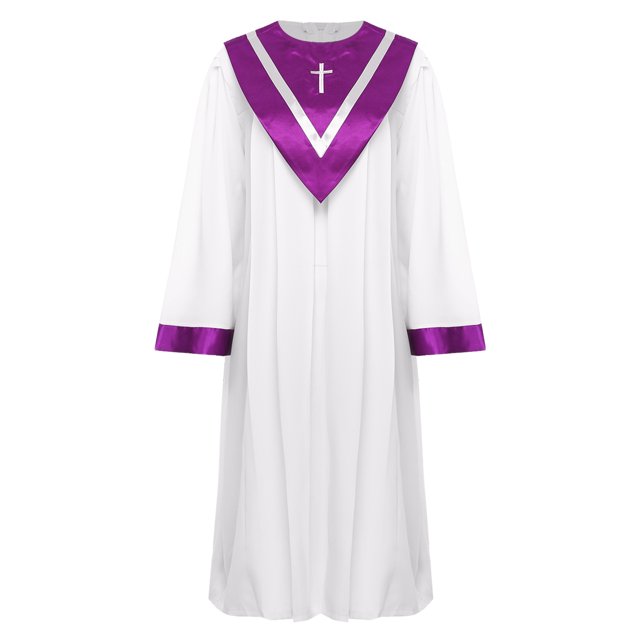 iiniim Robe de Chorale d'Église Unisexe avec Étole en V Robe de Collation des Grades pour Université École Secondaire Ado Bachelier Violet M/160