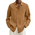 thumbnail image 1 of MesaSe Chemise à Manches Longues en Coton et Lin pour Hommes, Col Rabattu Ample, 1 of 6