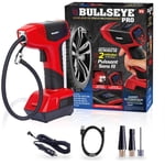 Bullseye Tire Inflator 150 PSI Electric Air Compressor Portable Air Pump For Car Bike LED Tire Pressure Gauge 12V DC