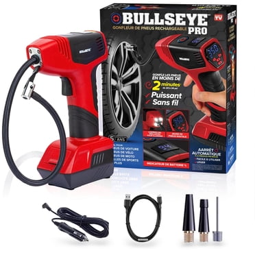 Bullseye Tire Inflator 150 PSI Electric Air Compressor Portable Air Pump For Car Bike LED Tire Pressure Gauge 12V DC