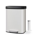 thumbnail image 1 of 60L / 16 Gallon Stainless Steel Step Trash Can - Soft-Close Plastic Lid, Bag Holder Rim, Rustproof Metal Kitchen Garbage Bin with Pedal, Rear Handle, Large Capacity for Home or Office, White, 1 of 7