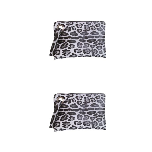 Transemion Fashionable Handbag Space-saving And Multicolored Woman Bags Durable PU Purse Designed Handbags Fashionable Bags Grey Leopard 2Set