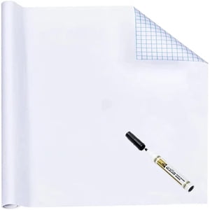 Estbridg Whiteboard Stick White Board Stick on Wall Dry Efface Board Stacker for Wall Whiteboard Paper Self Stick Removable Fond d'écran Homeworking Office Maison 17.5x78.7 pouce (45x200cm)